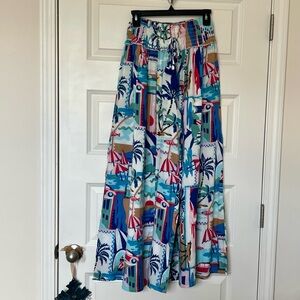 True Destinations Wide Leg Palazzo Pants in Aqua Multicolor